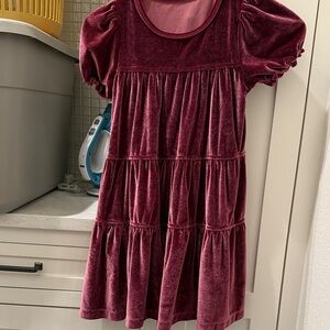 Velvet Burgundy Kids Dress. Pink Chicken. 7
